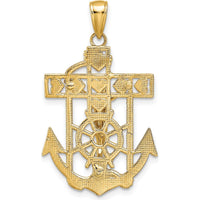14K Yellow Gold Polished Textured Mariners Crucifix Pendant - 35.5mm Length by Oro Pregiato
