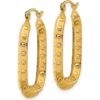 14K Yellow Gold Polished Textured Rectangular Hoop Earrings by 0