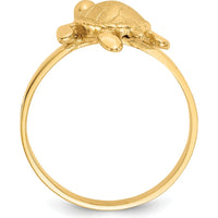 14K Yellow Gold Polished Textured Sea Turtle Motif Ring by Oro Pregiato