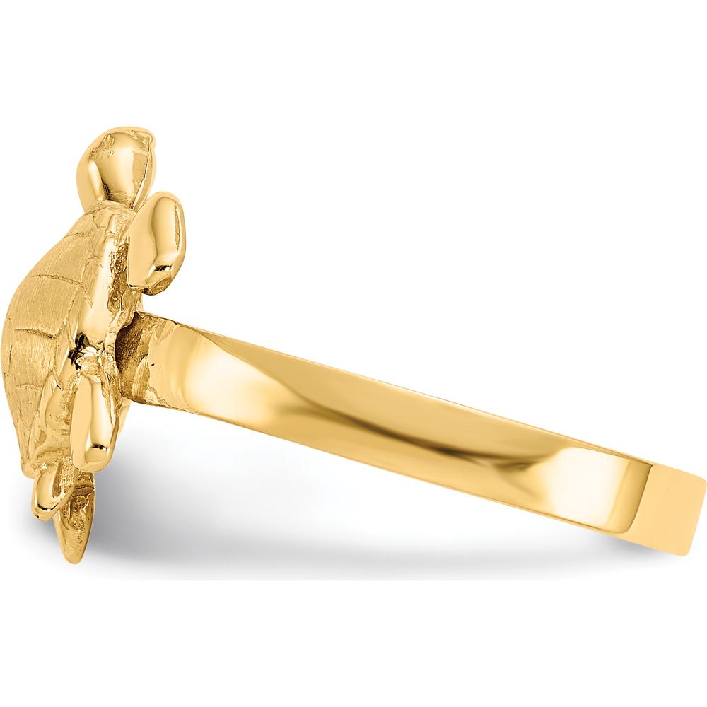 14K Yellow Gold Polished Textured Sea Turtle Motif Ring by Oro Pregiato
