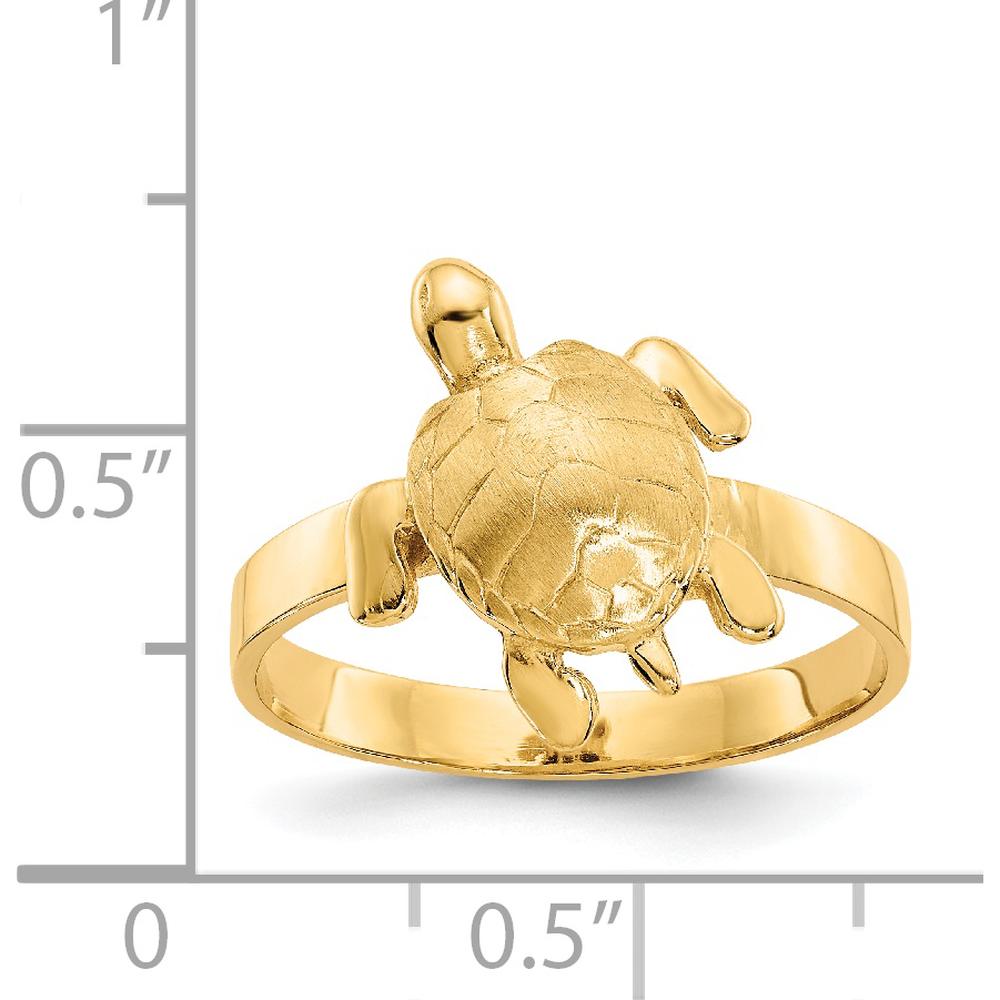 14K Yellow Gold Polished Textured Sea Turtle Motif Ring by Oro Pregiato