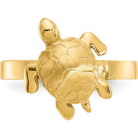 14K Yellow Gold Polished Textured Sea Turtle Motif Ring by Oro Pregiato