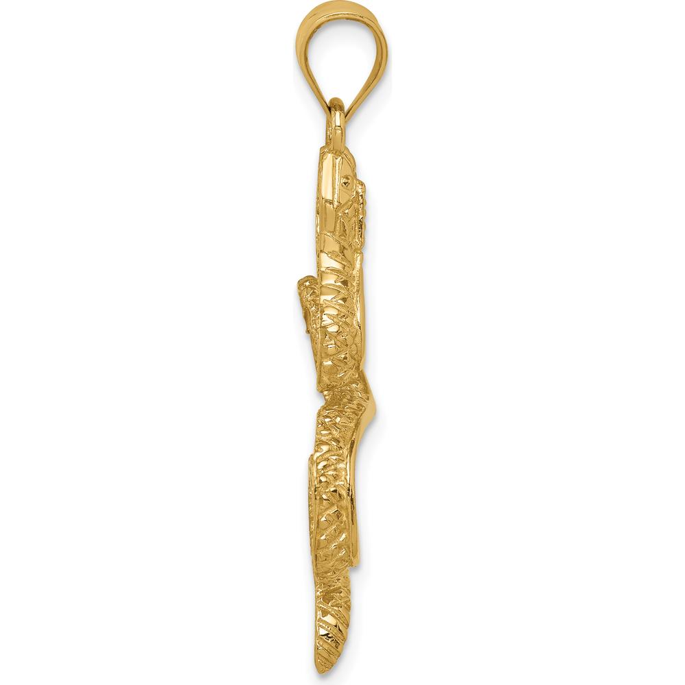 14K Yellow Gold Polished Textured Snake Pendant - 31.5mm Length, 16.25mm Width by Oro Pregiato