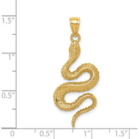 14K Yellow Gold Polished Textured Snake Pendant - 31.5mm Length, 16.25mm Width by Oro Pregiato