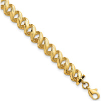 14K Yellow Gold Polished Textured Spiral Link 7.5" Bracelet by 0