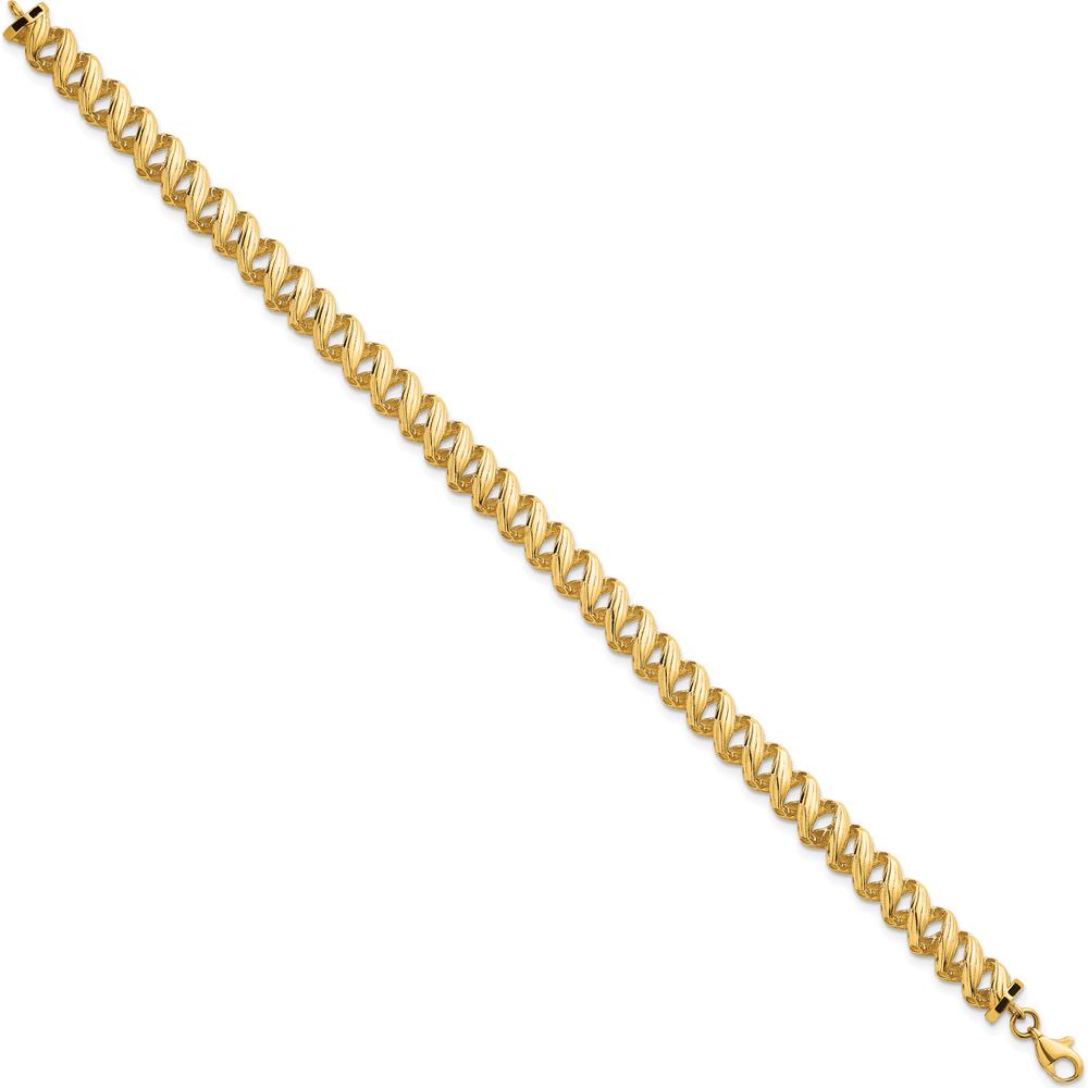 14K Yellow Gold Polished Textured Spiral Link 7.5" Bracelet by 0