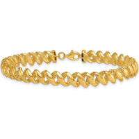 14K Yellow Gold Polished Textured Spiral Link 7.5" Bracelet by 0