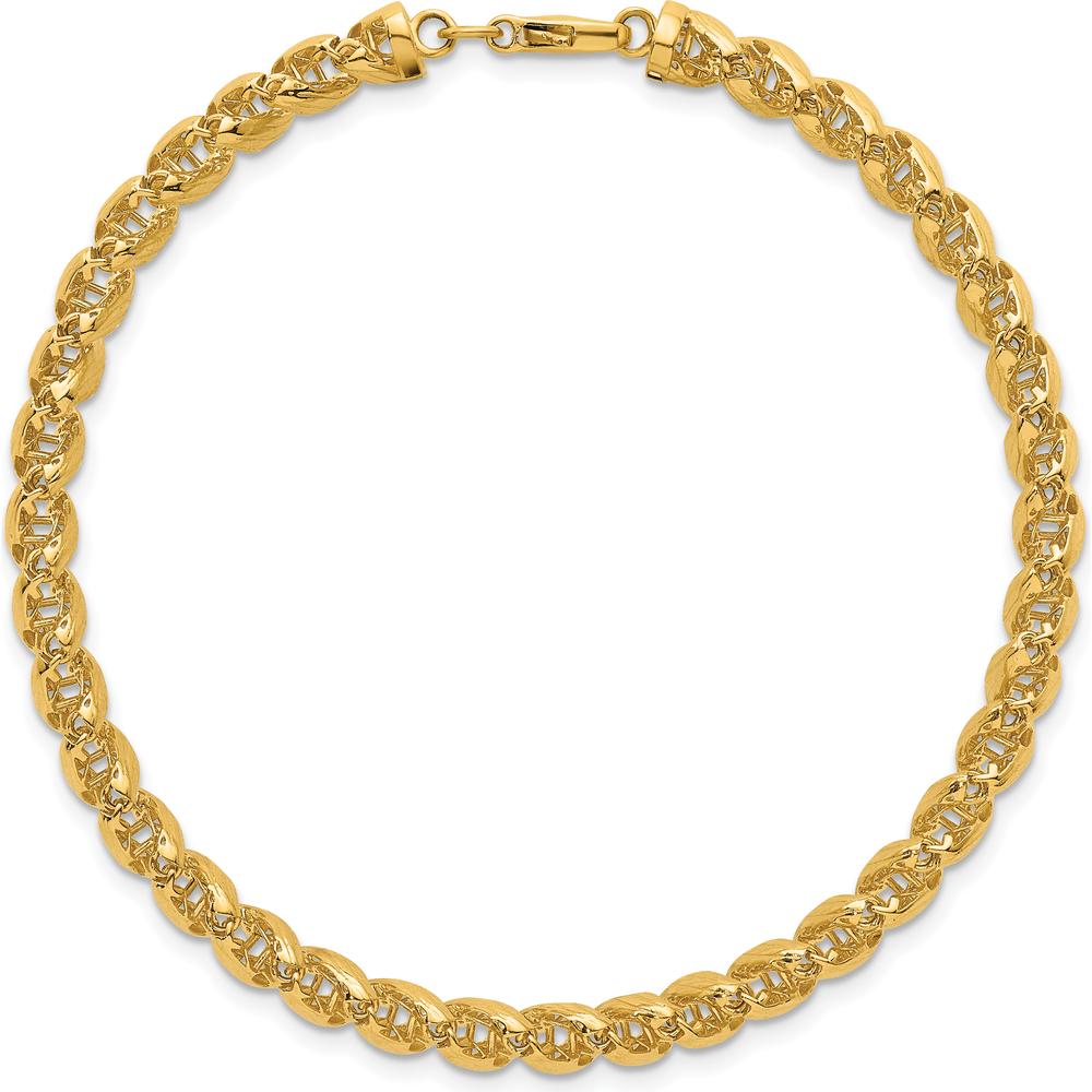 14K Yellow Gold Polished Textured Spiral Link 7.5" Bracelet by 0