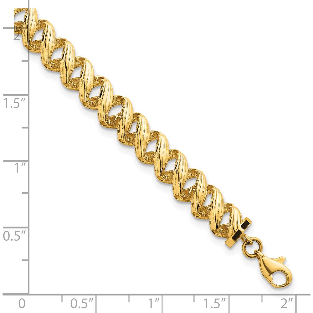 14K Yellow Gold Polished Textured Spiral Link 7.5" Bracelet by 0
