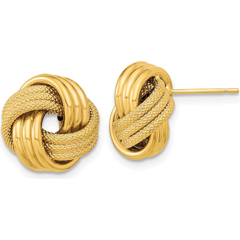 14K Yellow Gold Polished Textured Triple Love Knot Post Earrings by 0