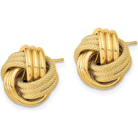 14K Yellow Gold Polished Textured Triple Love Knot Post Earrings by 0