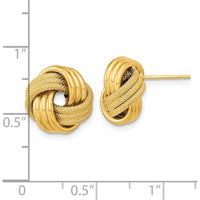 14K Yellow Gold Polished Textured Triple Love Knot Post Earrings by 0