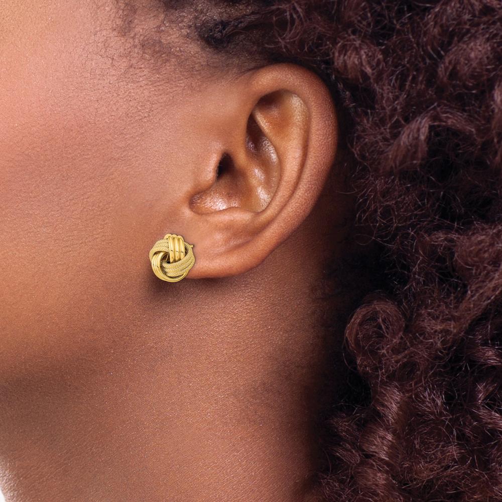 14K Yellow Gold Polished Textured Triple Love Knot Post Earrings by 0