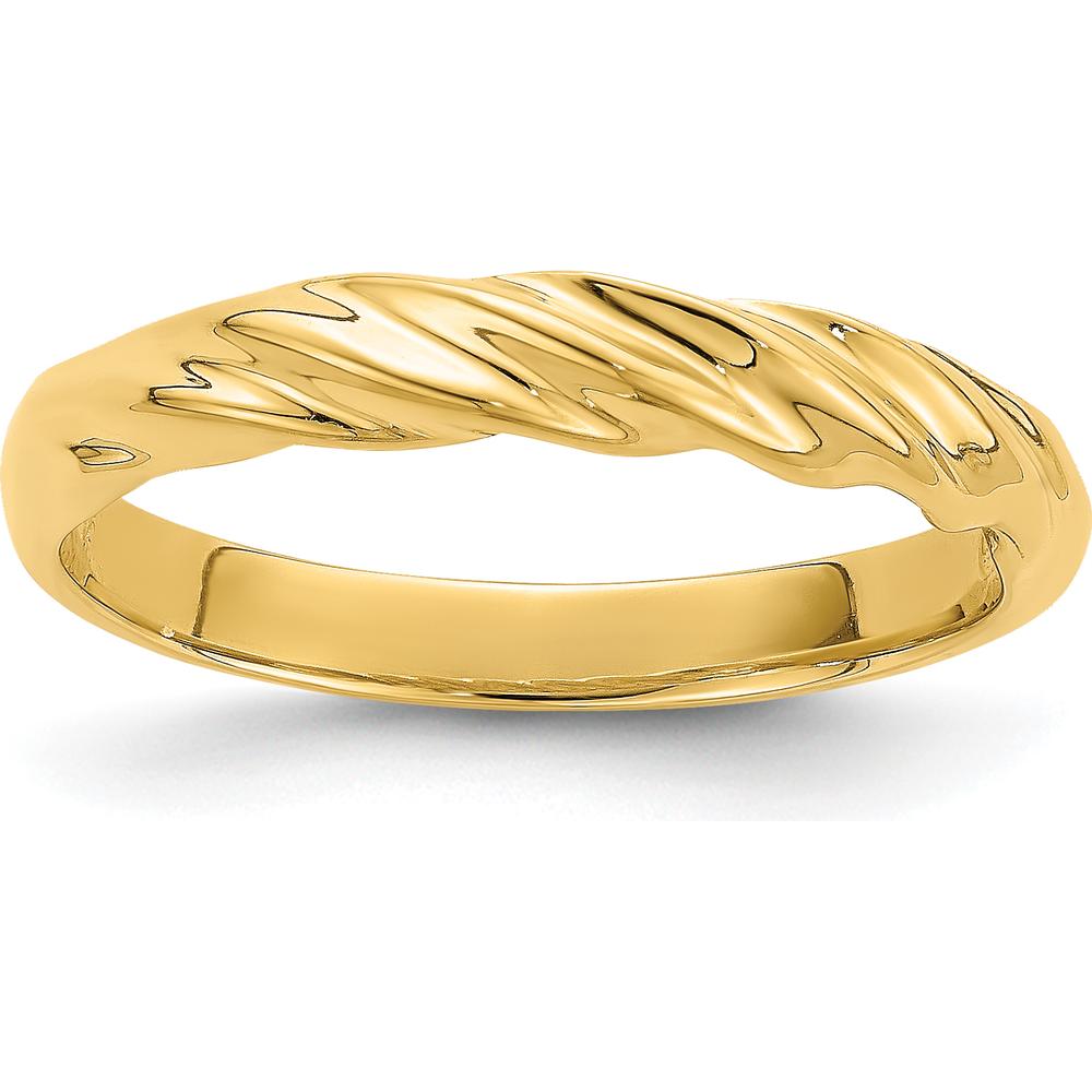 14K Yellow Gold Polished Thin Ribbed Dome Ring by 0