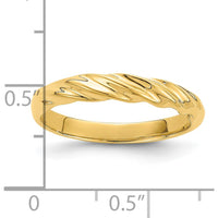 14K Yellow Gold Polished Thin Ribbed Dome Ring by 0