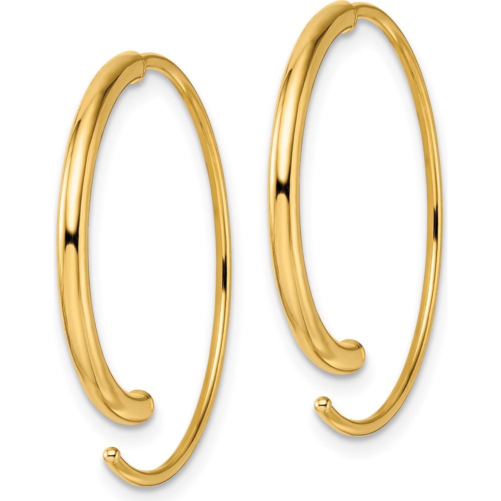 14K Yellow Gold Polished Threader Drop Earrings - 27.75mm Length by Oro Pregiato