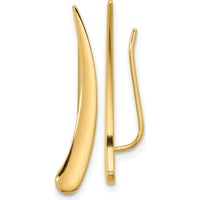 14K Yellow Gold Polished Threader Ear Climbers - 28mm Length by 0