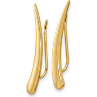 14K Yellow Gold Polished Threader Ear Climbers - 28mm Length by 0
