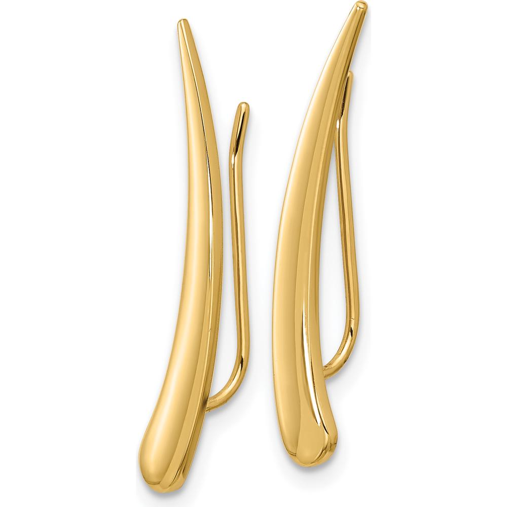 14K Yellow Gold Polished Threader Ear Climbers - 28mm Length by 0