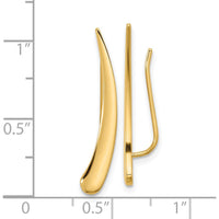 14K Yellow Gold Polished Threader Ear Climbers - 28mm Length by 0