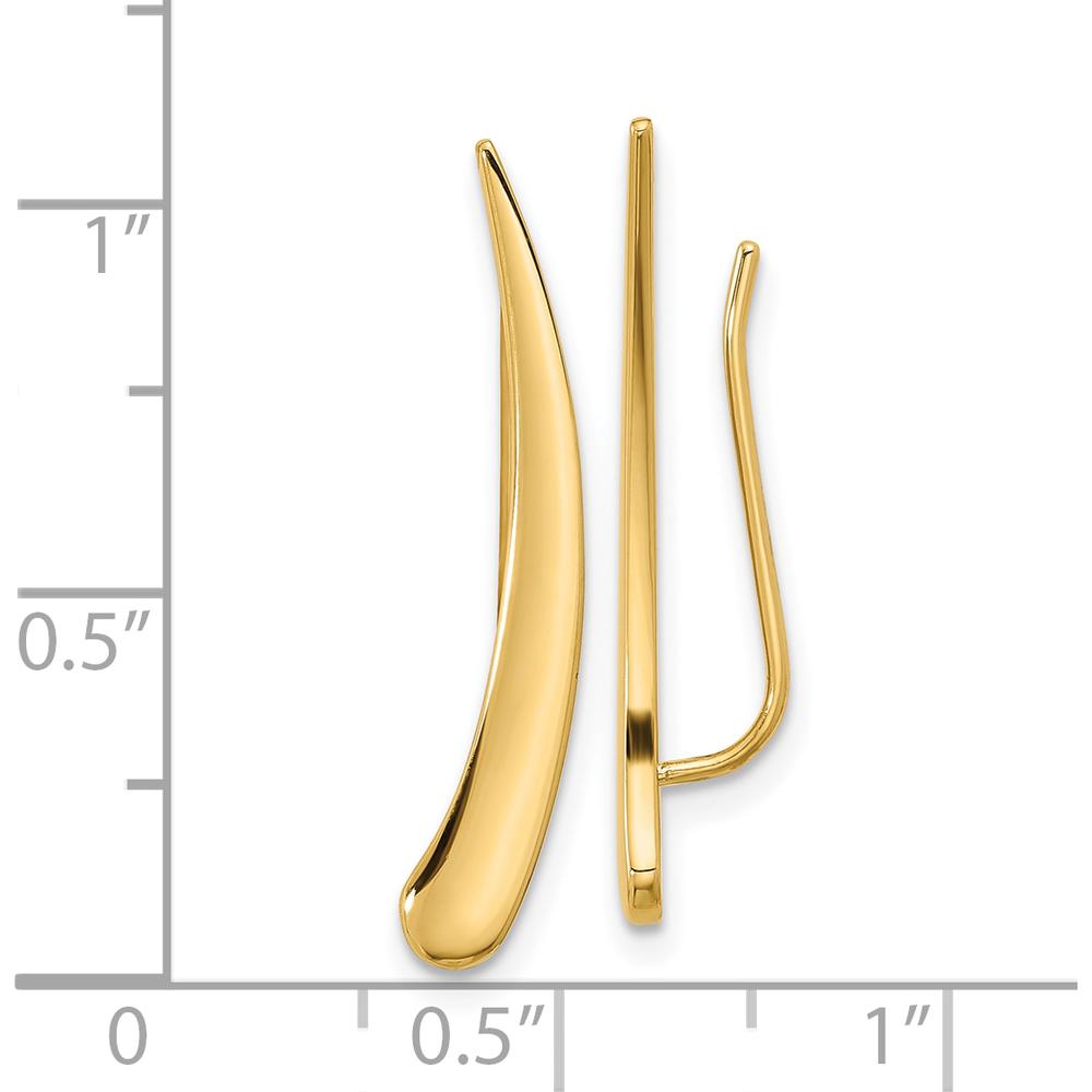 14K Yellow Gold Polished Threader Ear Climbers - 28mm Length by 0