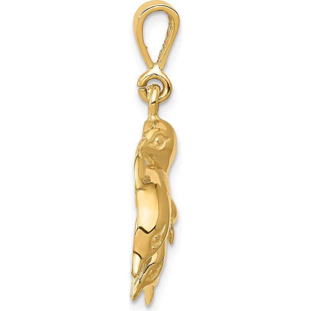 14K Yellow Gold Polished Three Dolphin Pendant - Symbolic Ocean-Inspired Charm by Oro Pregiato