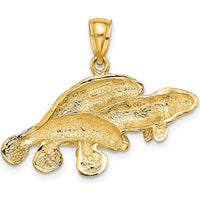 14K Yellow Gold Polished Three Manatees Pendant by Oro Pregiato