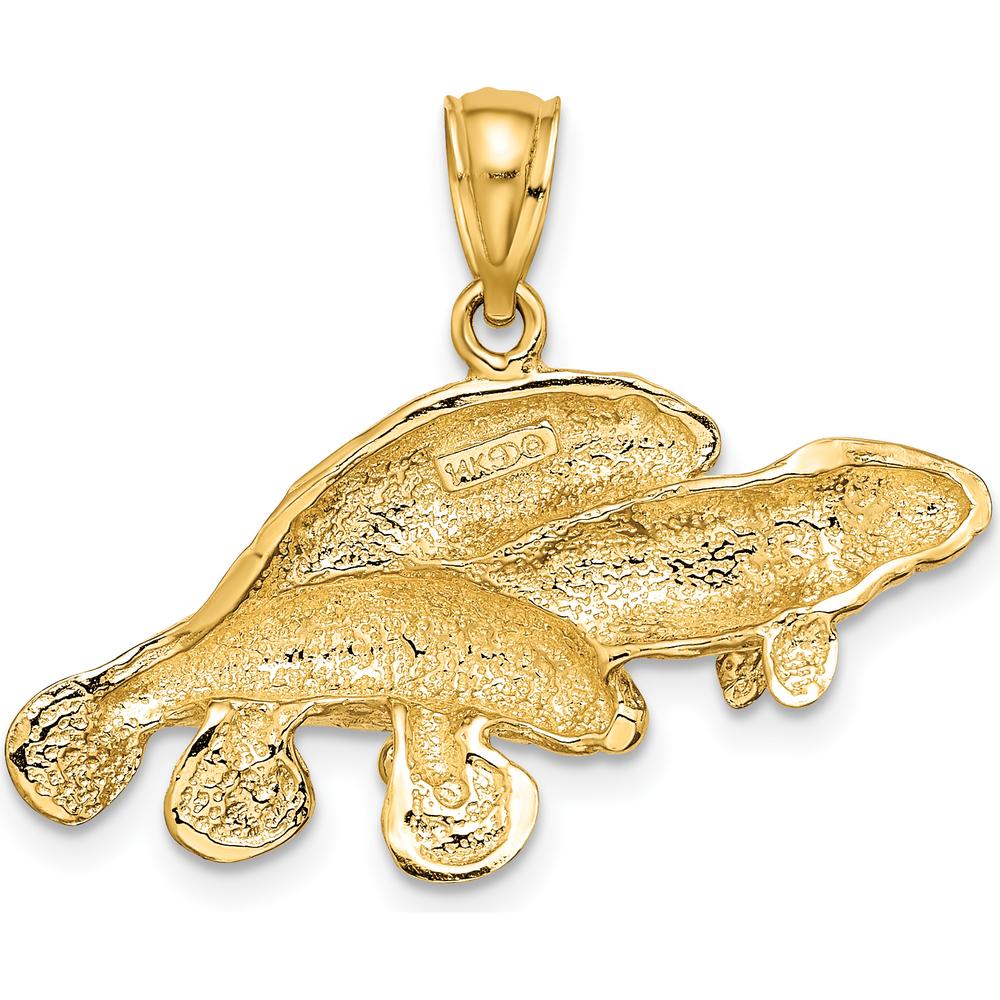 14K Yellow Gold Polished Three Manatees Pendant by Oro Pregiato