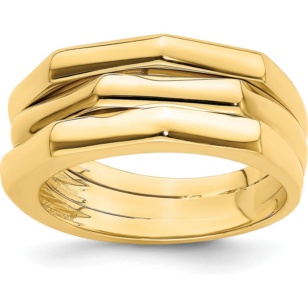 14K Yellow Gold Polished Three Ridged Dome Fashion Ring by 0
