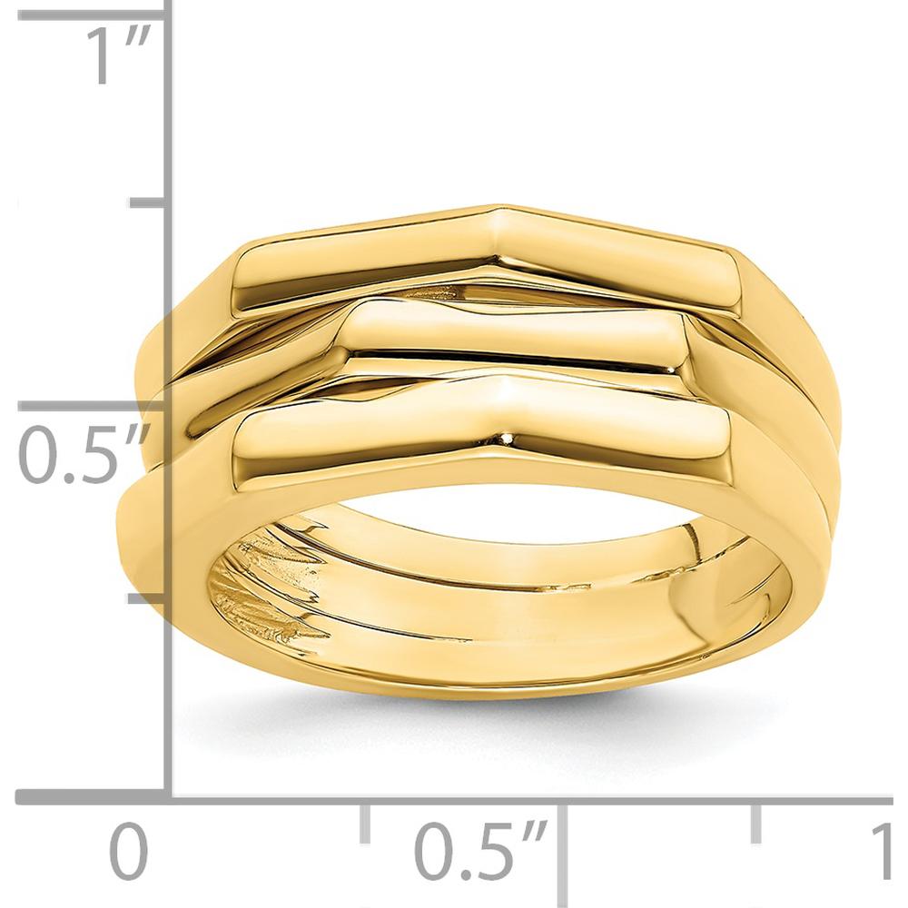 14K Yellow Gold Polished Three Ridged Dome Fashion Ring by 0