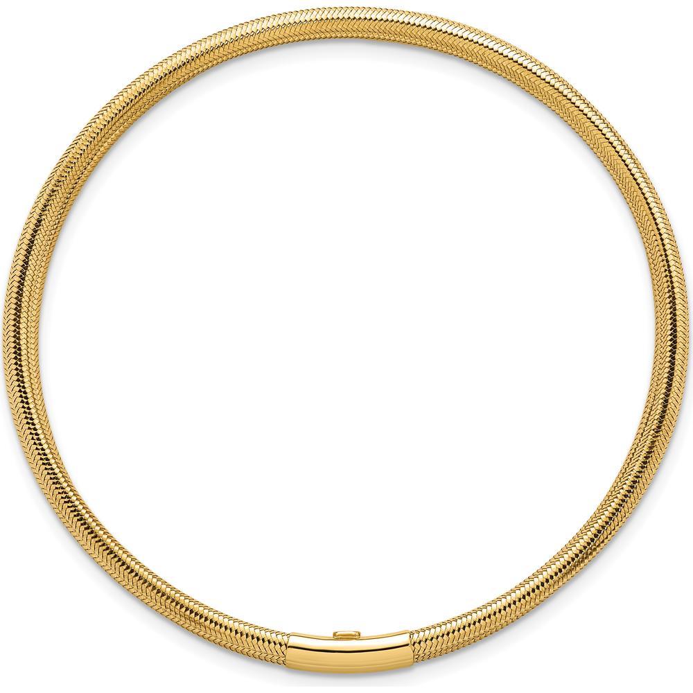 14K Yellow Gold Polished Three-Strand Mesh Stretch Bangle Bracelet - 8.67mm Width by Oro Pregiato