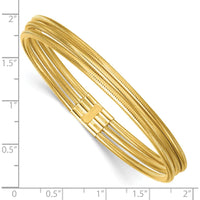 14K Yellow Gold Polished Three-Strand Mesh Stretch Bangle Bracelet - 8.67mm Width by Oro Pregiato