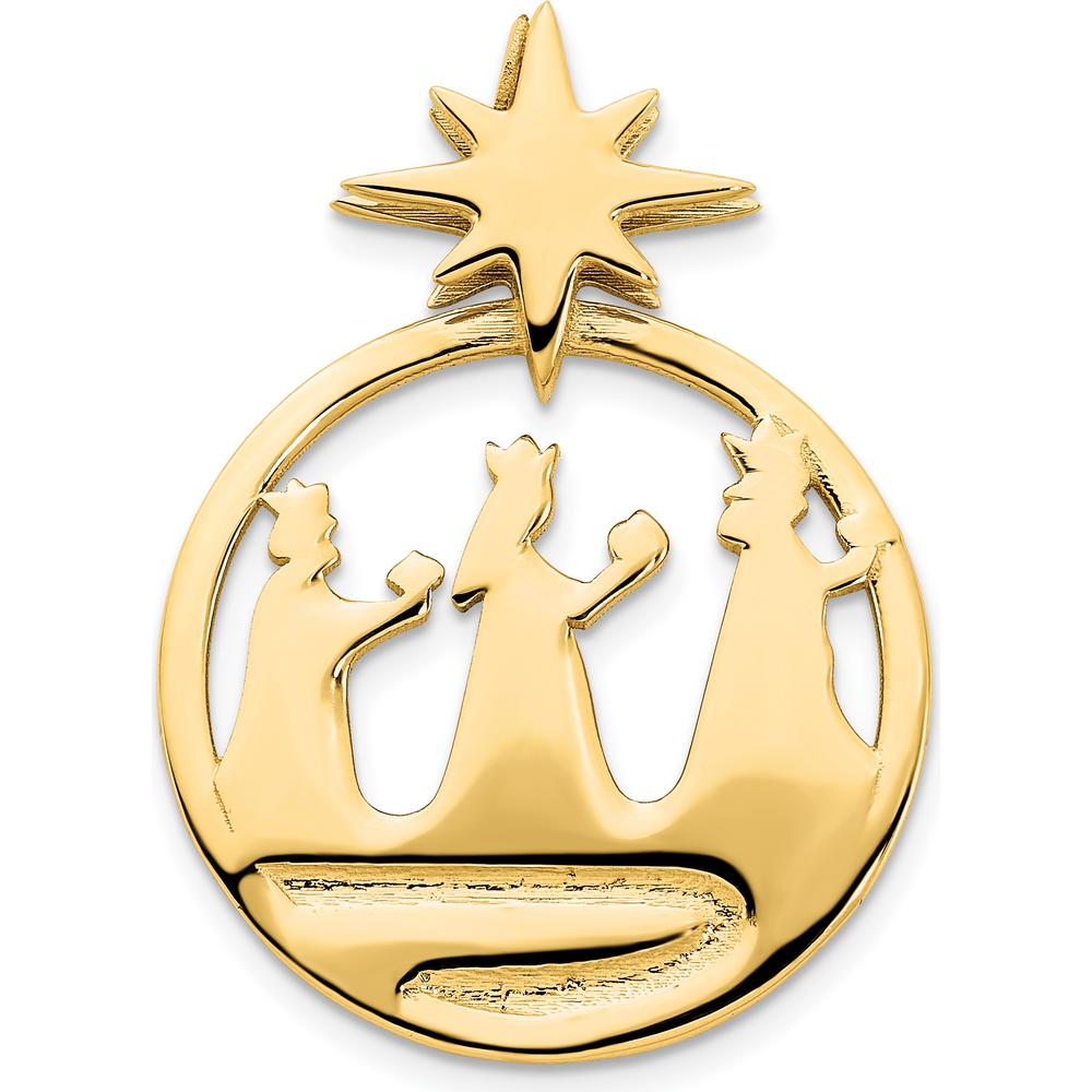 14K Yellow Gold Polished Three Wise Men and North Star Slide Pendant - 25.5mm Length by Oro Pregiato