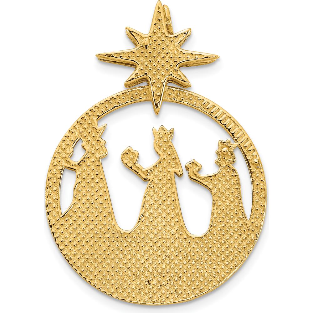 14K Yellow Gold Polished Three Wise Men and North Star Slide Pendant - 25.5mm Length by Oro Pregiato