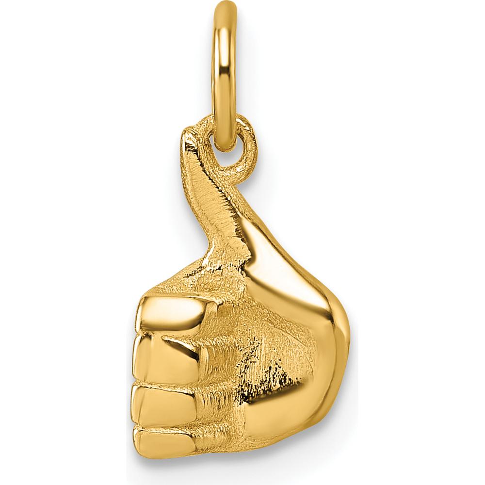 14K Yellow Gold Polished Thumbs Up 3D Pendant - 16.29mm Length by Oro Pregiato