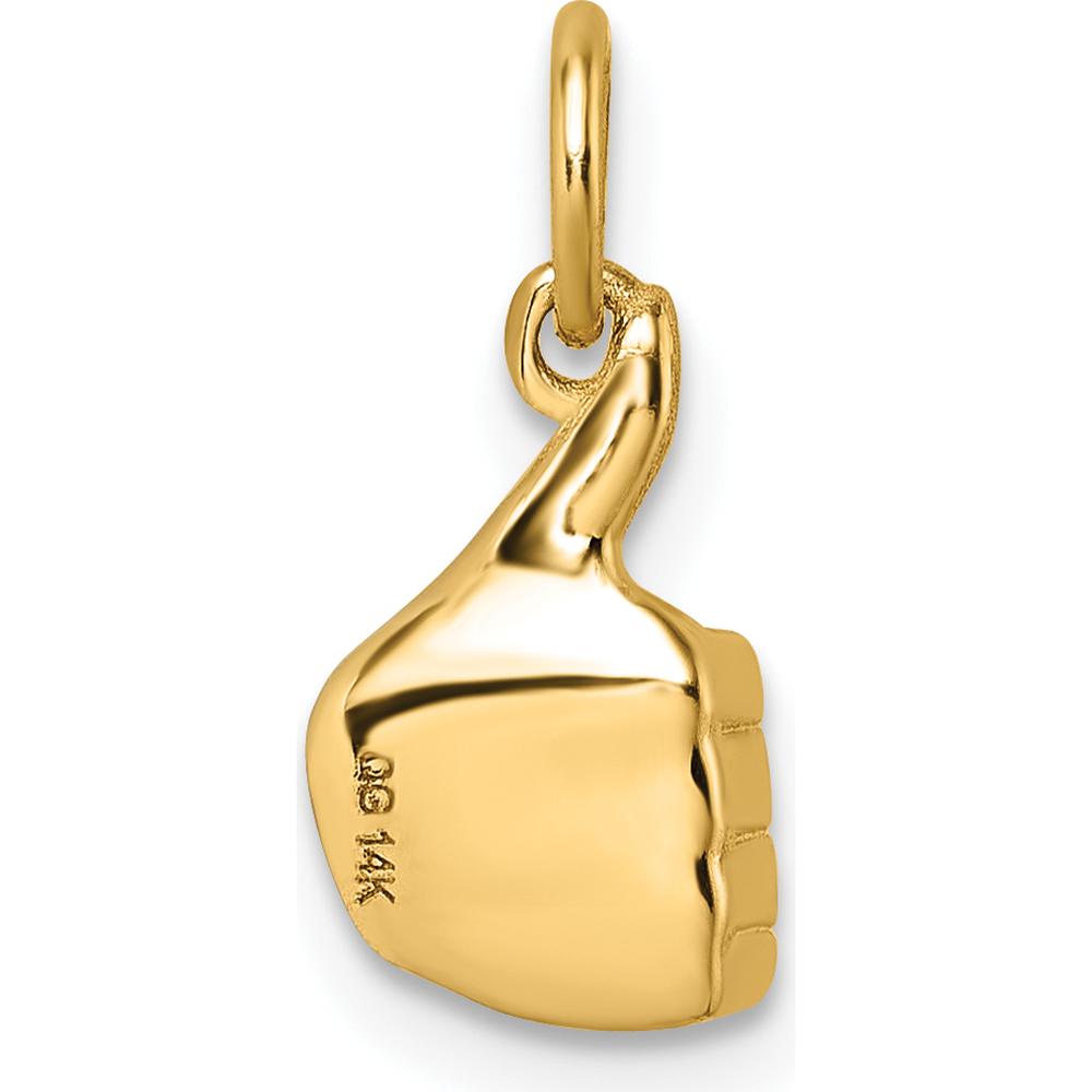 14K Yellow Gold Polished Thumbs Up 3D Pendant - 16.29mm Length by Oro Pregiato