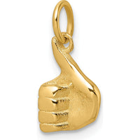 14K Yellow Gold Polished Thumbs Up 3D Pendant - 16.29mm Length by Oro Pregiato