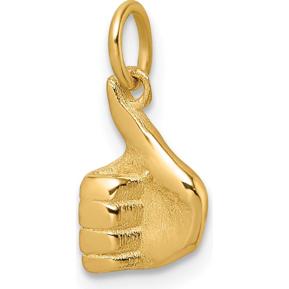 14K Yellow Gold Polished Thumbs Up 3D Pendant - 16.29mm Length by Oro Pregiato