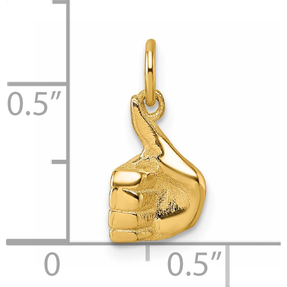 14K Yellow Gold Polished Thumbs Up 3D Pendant - 16.29mm Length by Oro Pregiato