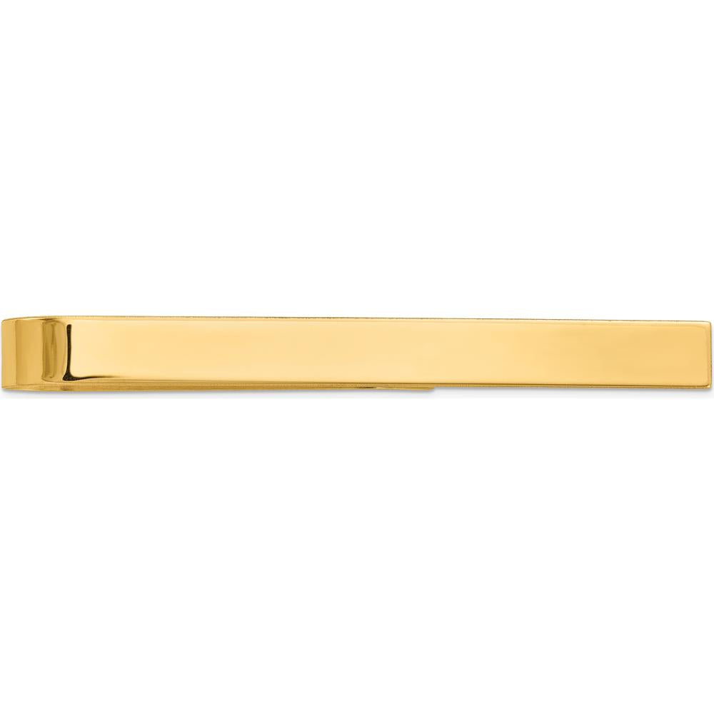 14K Yellow Gold Polished Tie Bar - 50mm Solid Engravable Men's Accessory by Oro Pregiato