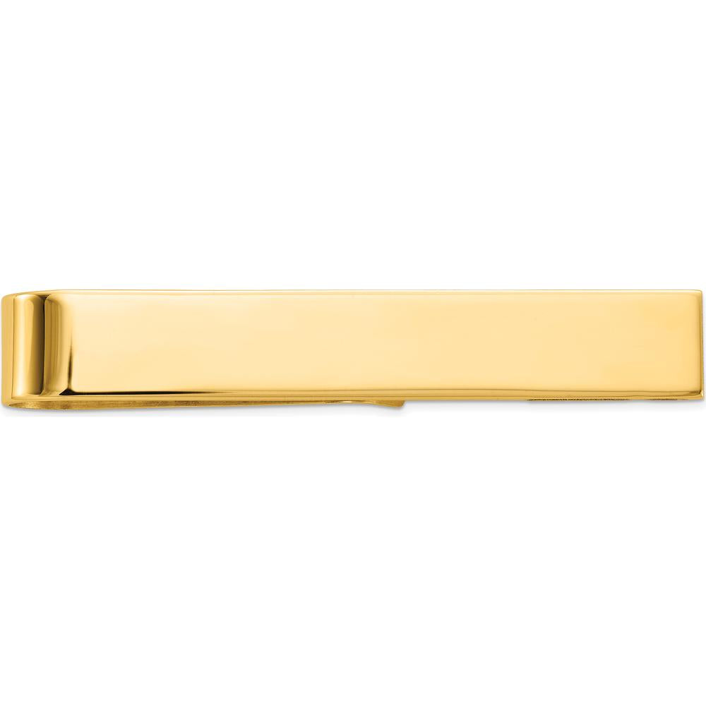 14K Yellow Gold Polished Tie Bar - 50mm Solid Engravable Men's Accessory by Oro Pregiato