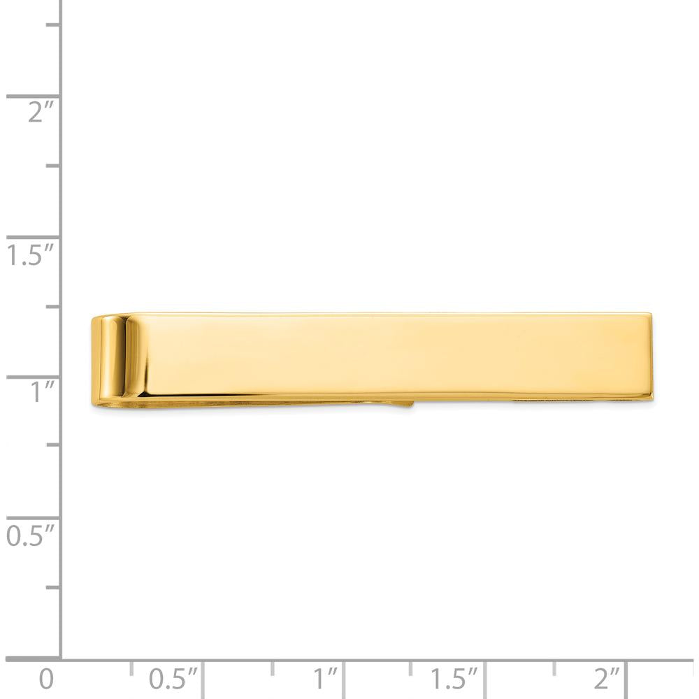 14K Yellow Gold Polished Tie Bar - 50mm Solid Engravable Men's Accessory by Oro Pregiato