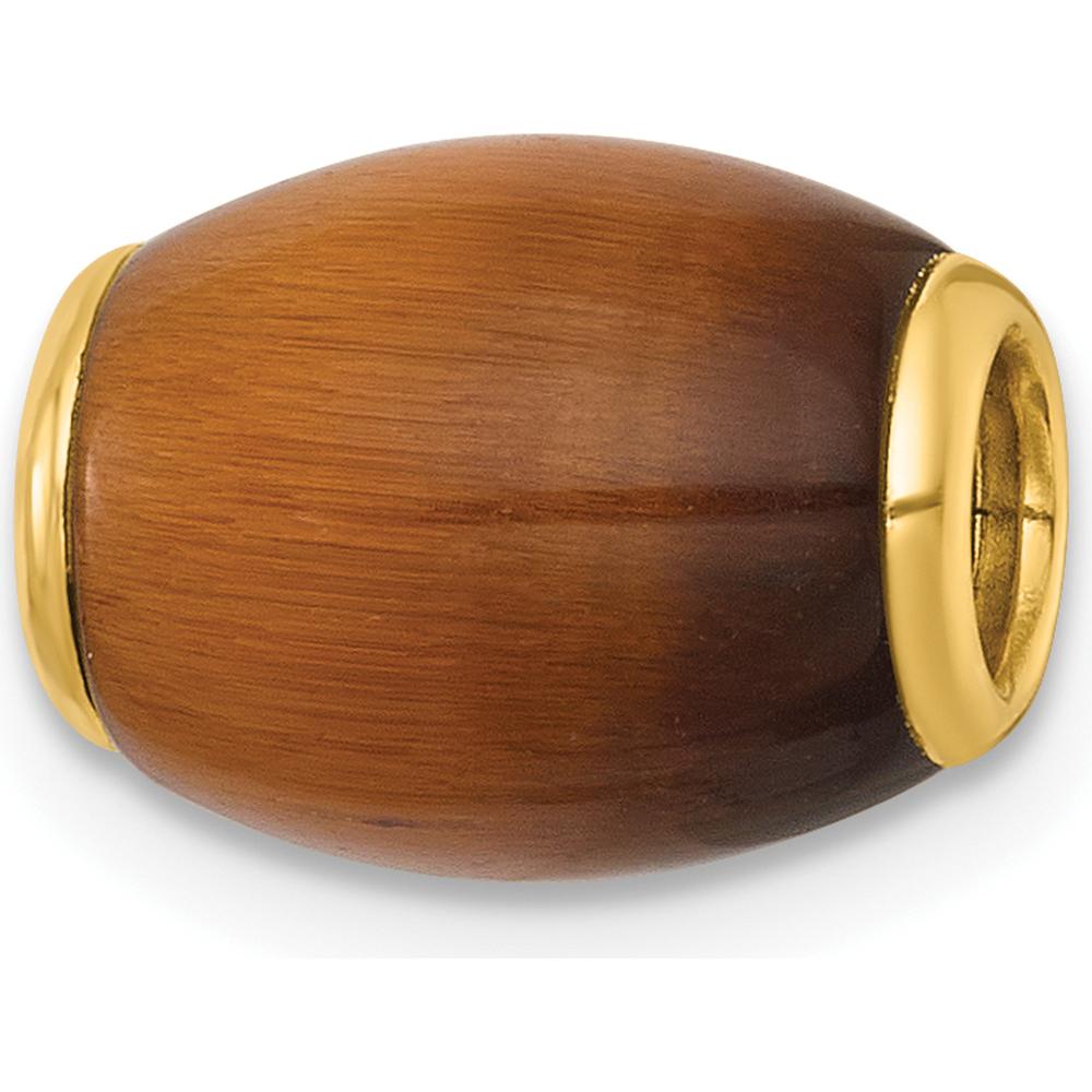 14K Yellow Gold Polished Tiger's Eye Oval Barrel Slide Pendant by Oro Pregiato