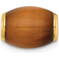 14K Yellow Gold Polished Tiger's Eye Oval Barrel Slide Pendant by Oro Pregiato