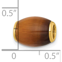 14K Yellow Gold Polished Tiger's Eye Oval Barrel Slide Pendant by Oro Pregiato