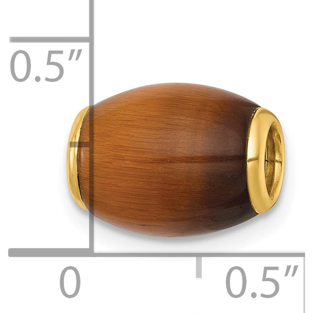 14K Yellow Gold Polished Tiger's Eye Oval Barrel Slide Pendant by Oro Pregiato