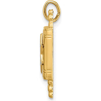 14K Yellow Gold Polished Torah Pendant with Blue and White Enameled Star of David - 22mm Length by Oro Pregiato
