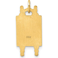 14K Yellow Gold Polished Torah Pendant with Blue and White Enameled Star of David - 22mm Length by Oro Pregiato