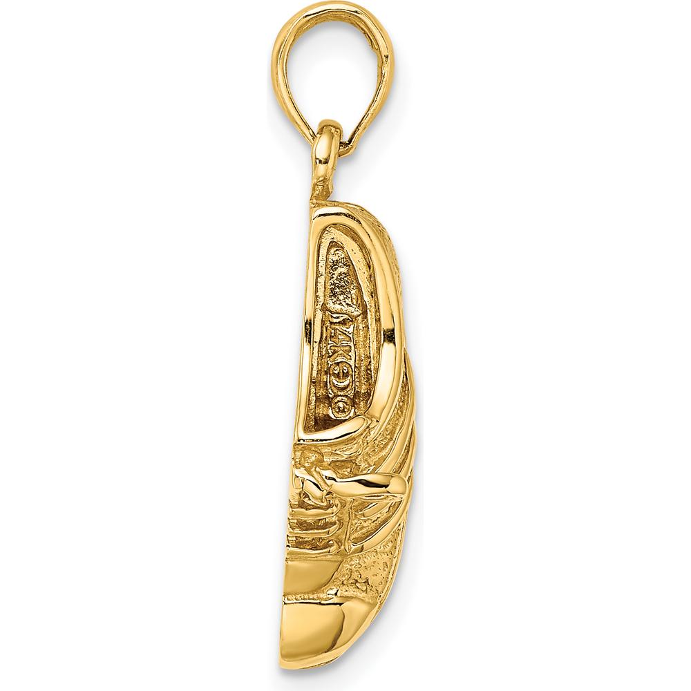 14K Yellow Gold Polished Track Shoe Charm with Textured Detailing - 19.8mm Length by Oro Pregiato