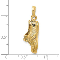 14K Yellow Gold Polished Track Shoe Charm with Textured Detailing - 19.8mm Length by Oro Pregiato
